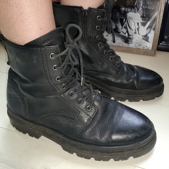 40) ALDO Colt Lace Up & Zip Side Leather Combat Boots Sz. 10 - Picture 10 of 12